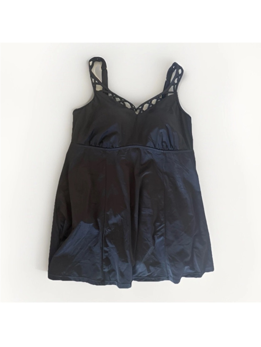 Swimsuits‎ For All Black V-Neck Swim Dress Size 22 Plus Size One Piece Padded
